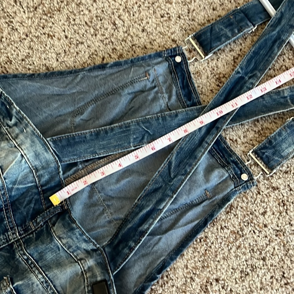 harmony and havoc distressed light wash denim overalls - Picture 6 of 16